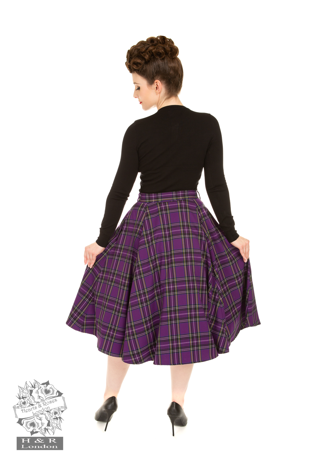 Evie Purple Tartan Swing Skirt